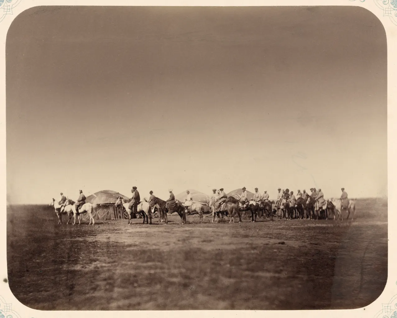 A horse race viewed from the grandstand
